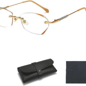 TETGSET Glassesify – Lentes de lectura para mujer con diseño de diamante sin montura anti luz azul, lentes de lectura ligeros sin marco TETGSET Glassesify – Lentes de lectura para mujer con diseño de diamante sin montura anti luz azul, lentes de lectura ligeros sin marco