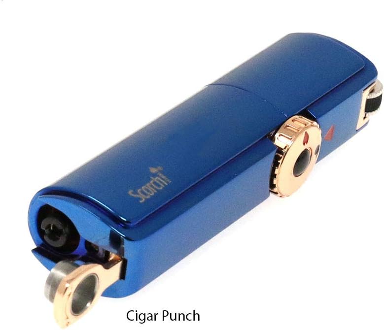 Skyline – Encendedor de cigarrillos con triple chorro de llama con herramienta de corte de puros (azul)