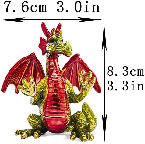 YU FENG Lindas cajas de baratijas de pterosaurio rojo con bisagras de cristal con joyas de dinosaurio figuras de animales de joyería expositor