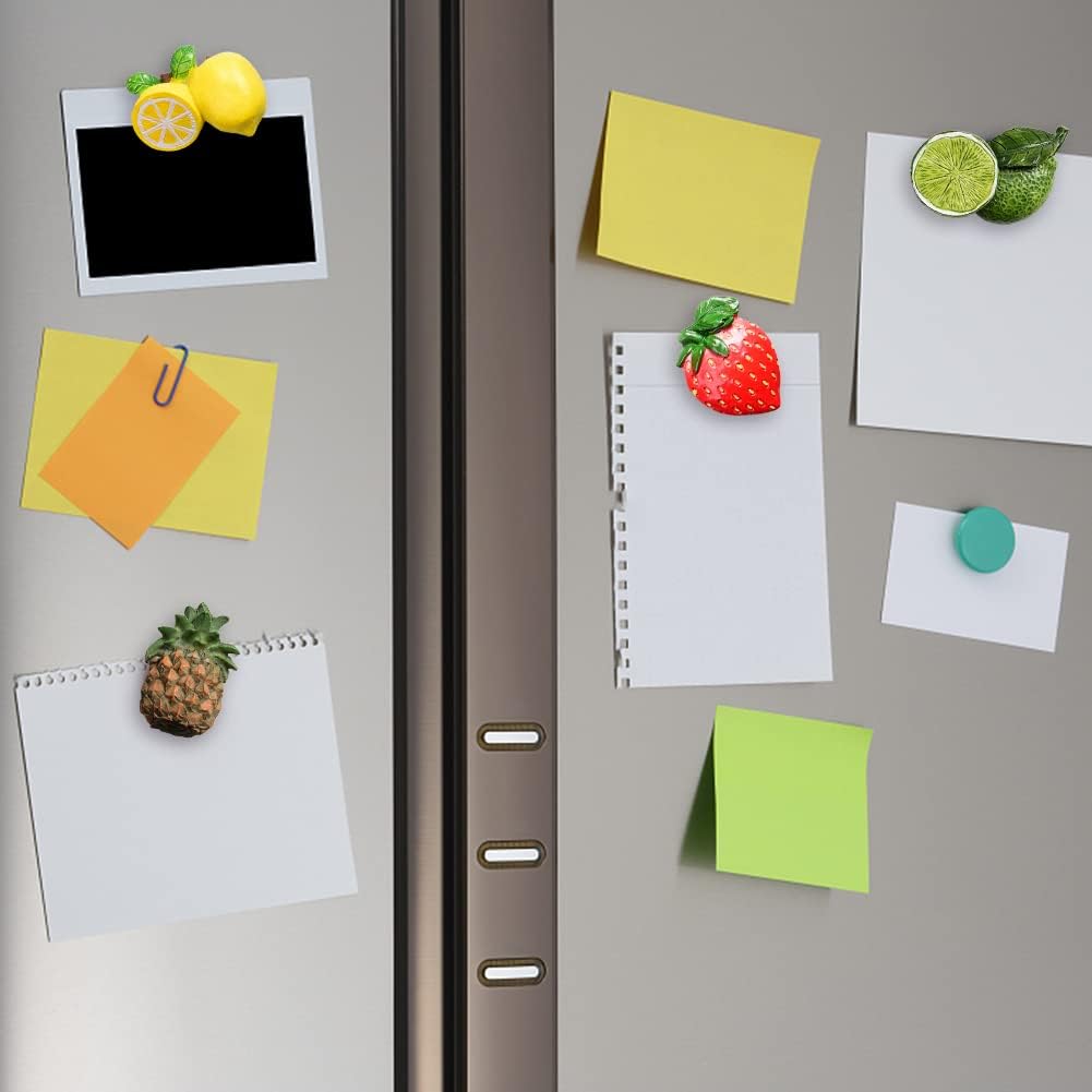 Imán de resina 3D para refrigerador de frutas, limón, fresa, piña, adornos magnéticos para refrigerador, calcomanías magnéticas para cocina, espacio