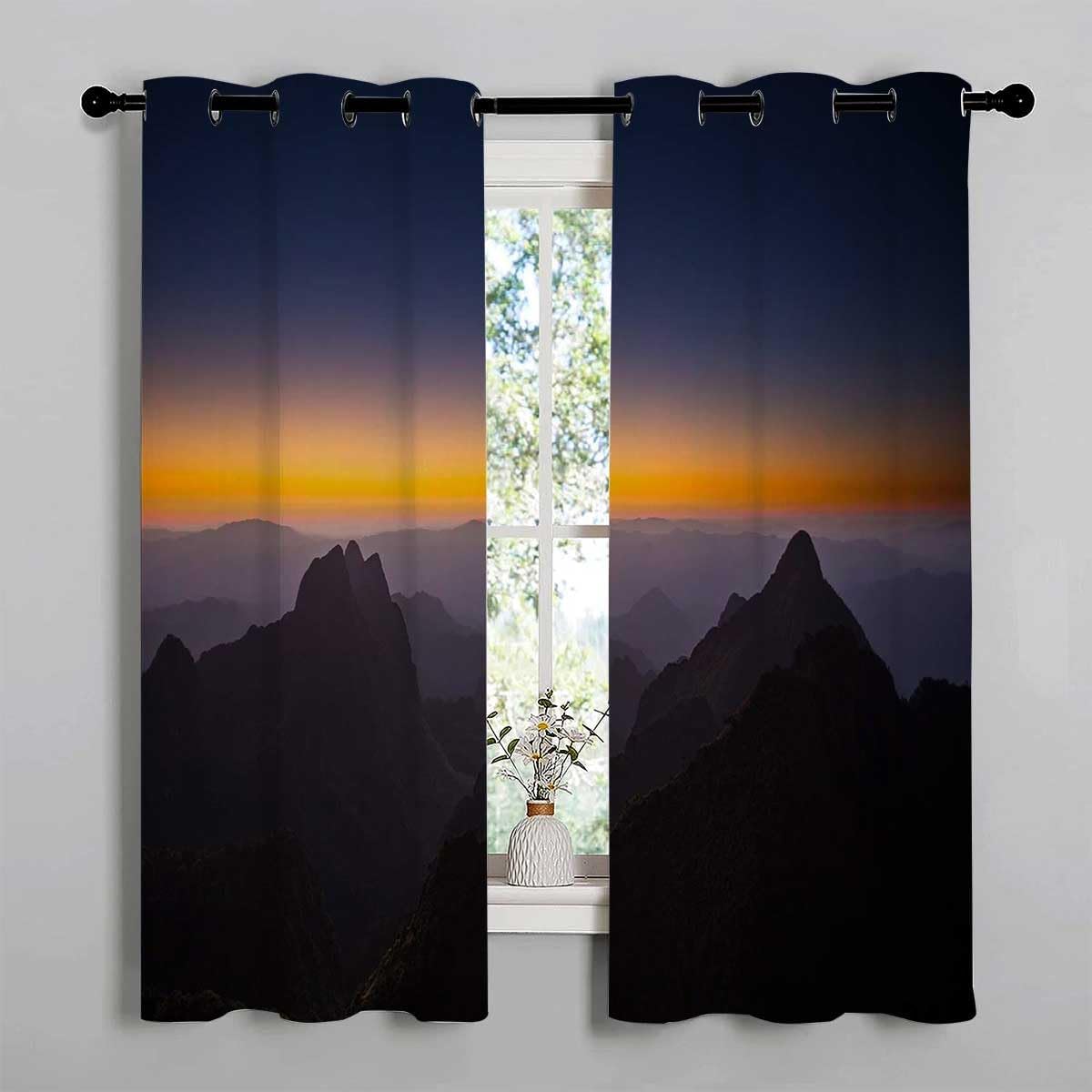 YANFENQI Drapes and Sheers Set Colorful_Scenery Sky Door Privacy Curtain Cortinas para Ventanas De Cuarto 55Inch Width by 55Inch Length,2 Panels