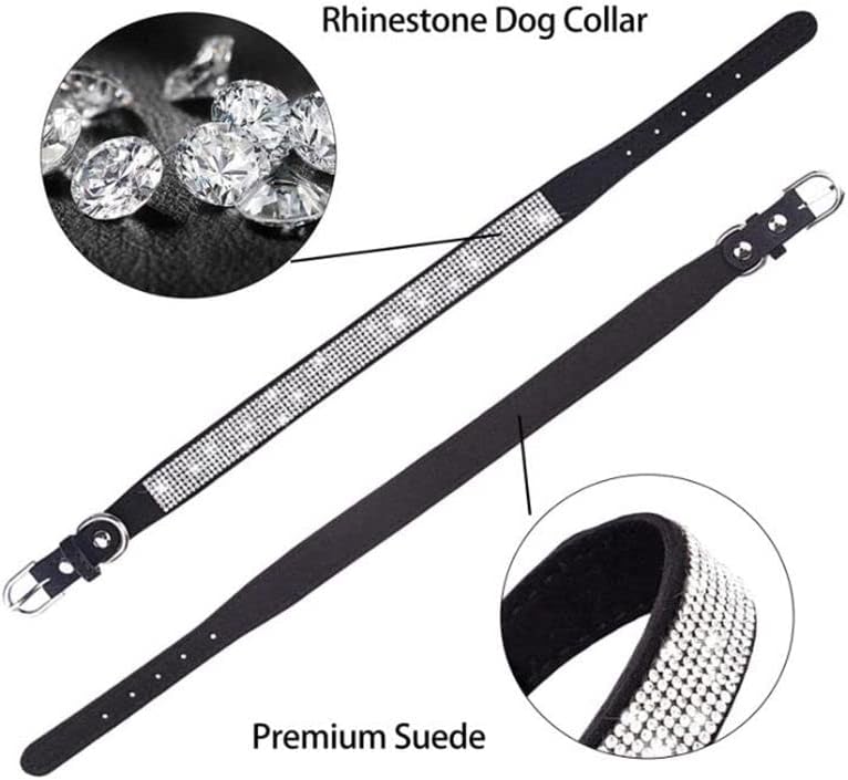 Lindo collar para perro con diamantes de imitación brillantes, elegante collar de cristal con purpurina bonita joya suave para gatos de raza