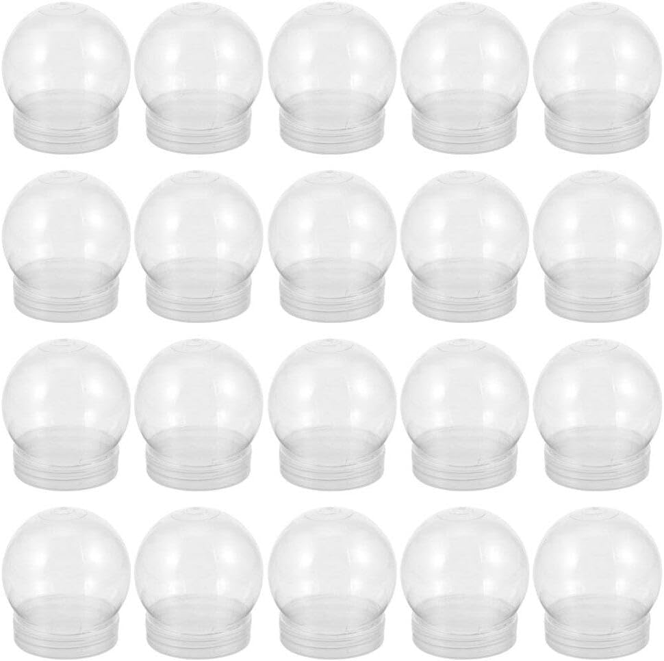 GANAZONO Bombilla de globo de agua para bricolaje, 20 piezas, globo de nieve, globo de agua, plástico transparente PET con tapa de rosca,
