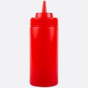 Tezzorio Botella de plástico de boca ancha roja de alto rendimiento de 16 onzas. Dispensador cómodo y versátil sin derrames, botella de aderezo sin Tezzorio Botella de plástico de boca ancha roja de alto rendimiento de 16 onzas. Dispensador cómodo y versátil sin derrames, botella de aderezo sin