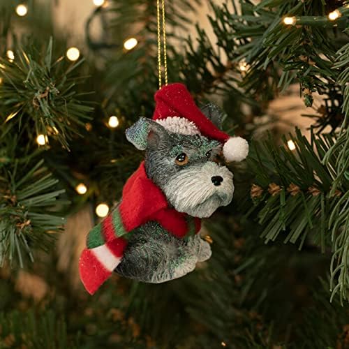 Sweet Happy Face – Gorro de Papá Noel con purpurina para perro, adorno para cachorros, árbol de Navidad, bulldog francés, adorno con purpurina,