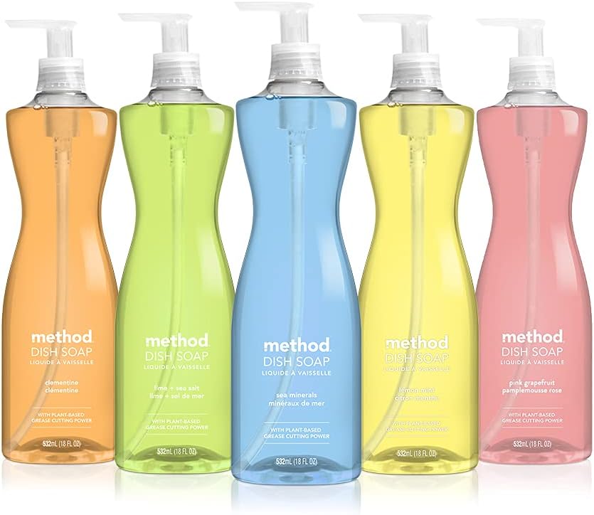 Botellas dispensadoras Method de jabón para trastes.