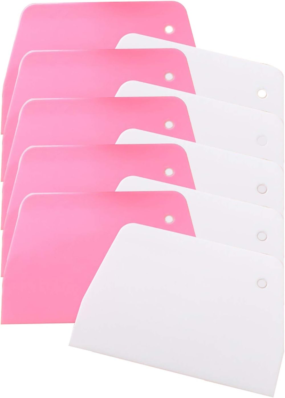 10 raspadores de masa trapezoidales, cortadores de plástico duro, cortador de masa de plástico apto para alimentos, raspador de banco con agujero