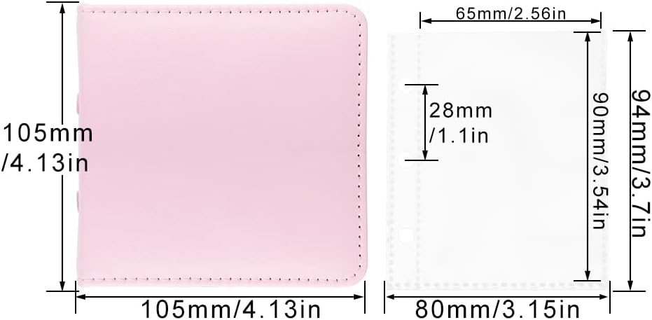 Mini álbum de fotos, soporte para tarjetas fotográficas rosas, tarjetas fotográficas Kpop de piel sintética de 3 anillos, álbum de películas de