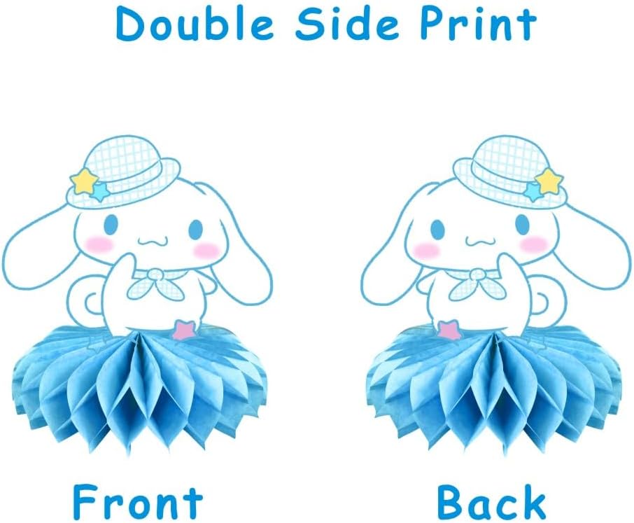 6 piezas de centro de mesa de panal de abeja Cinnamoroll, suministros de fiesta temática de Cinnamoroll, decoraciones de escritorio para fiesta de