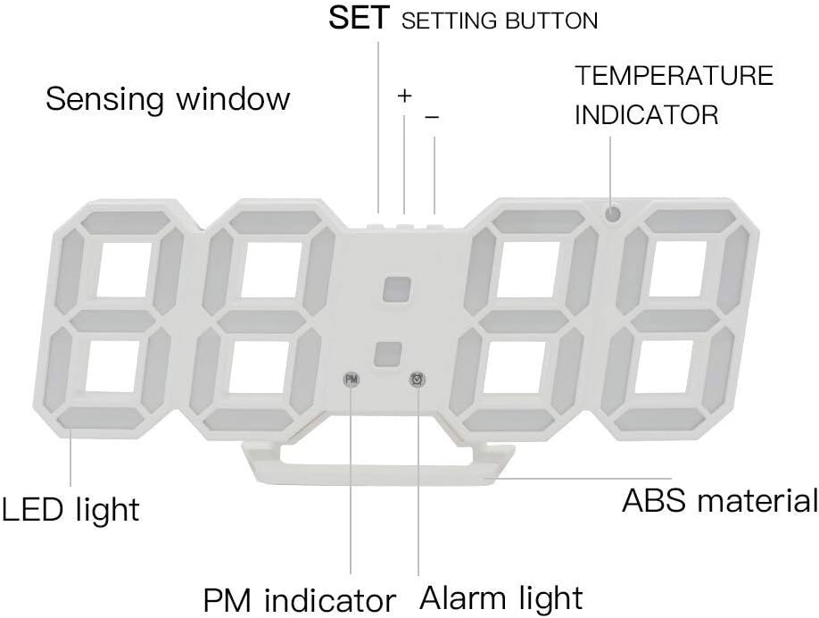 Reloj de pared LED 3D Reloj despertador digital moderno para decoración del hogar, mesa moderna, escritorio, reloj de pared de noche para decoración