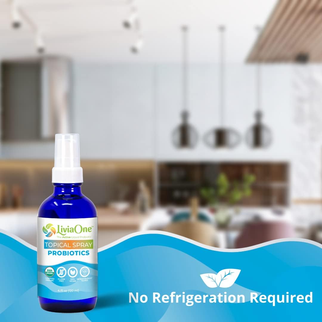 LiviaOne Topical – Probióticos líquidos en aerosol, probióticos orgánicos certificados por USDA, probióticos veganos sin gluten ni alérgenos, sin