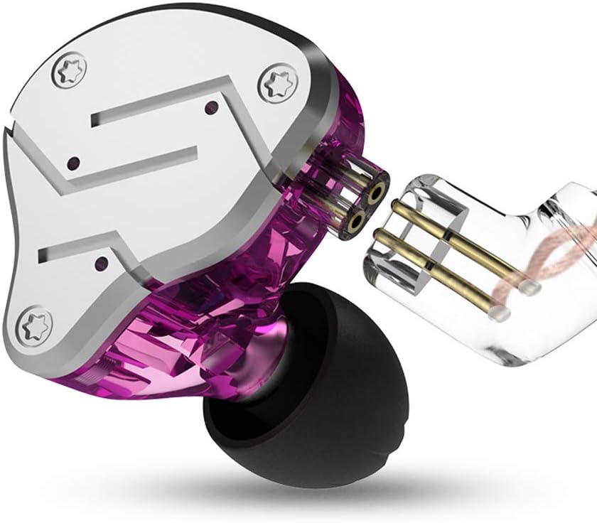 KZ ZSN – Auriculares intrauditivos 1BA 1DD estéreo de alta fidelidad, auriculares KZ de alta resolución con cable desmontable de 0.030 in de 2 pines
