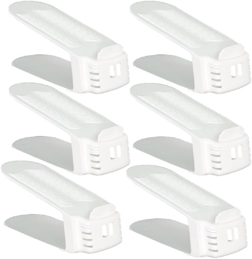 Organizador de ranuras para zapatos, apilador de zapatos ajustable, ahorrador de espacio, soporte para zapatos de doble plataforma para organización