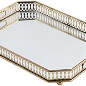 CNCEST Bandeja decorativa rectangularredonda, bandeja de espejo dorado vintage, bandeja de perfume, bandeja de tocador, bandeja de vidrio, plato de CNCEST Bandeja decorativa rectangularredonda, bandeja de espejo dorado vintage, bandeja de perfume, bandeja de tocador, bandeja de vidrio, plato de
