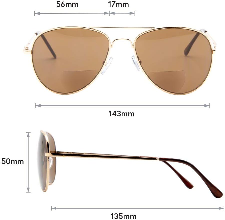 VITENZI Gafas de sol bifocales para hombres y mujeres Aviador Lectura Gafas de sol tintadas con lectores – Milan