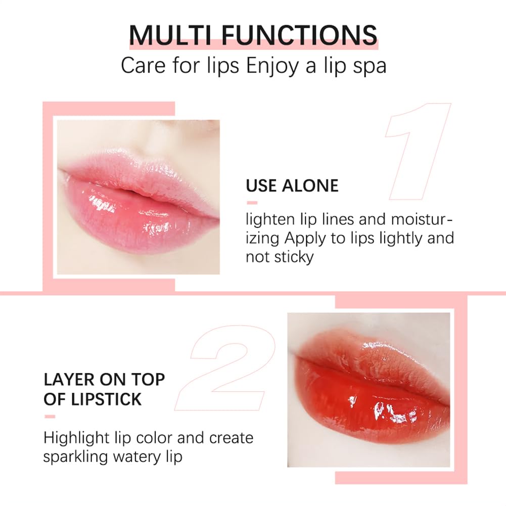 Aceite hidratante para labios, brillo de labios transparente, tinte nutritivo, de larga duración, reparador de líneas de labios (BERRY) 0.2 onzas