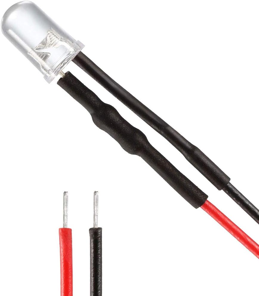 uxcell 4pcs 0.197 in pre cableado LED, azul DC9-12V lente transparente, diodos emisores de luz