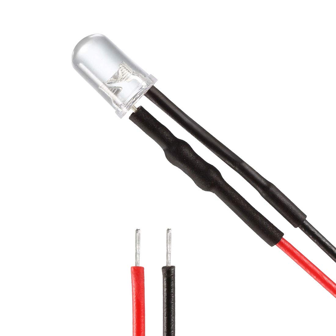 uxcell 10pcs 0.197 in pre cableado LED, blanco DC3-6V lente transparente, diodos emisores de luz