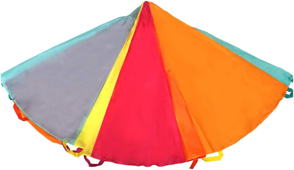 Juego de paracaídas de 6 pies, 10 pies, 20 pies con asas, paracaídas multicolor para niños, niños juegan paracaídas para interiores y exteriores,