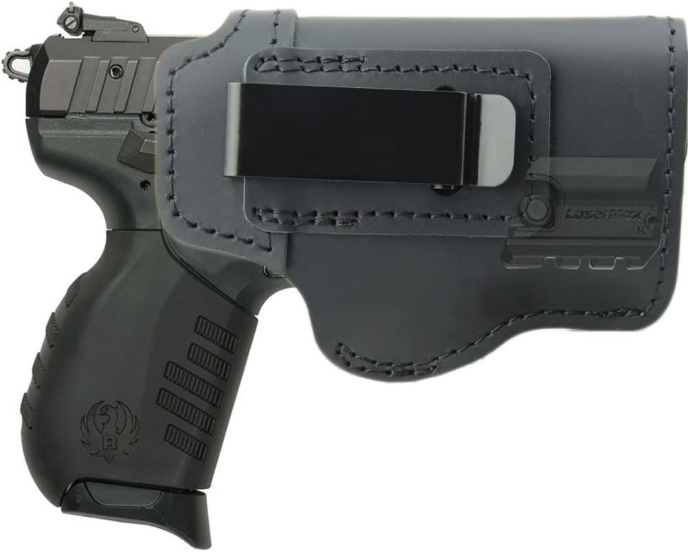Funda de cuero IWB ajuste Ruger SR22 con láser láser mini láser o pistolas similares con mini láser, diseñada para transporte oculto en la cintura