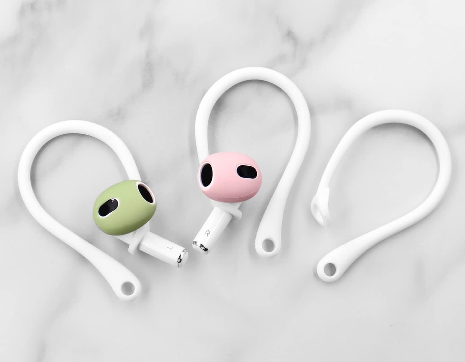 4 pares de ganchos para las orejas compatibles con AirPods Pro 2 2022, ganchos antideslizantes en forma de C y rotación de 360 grados de longitud