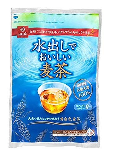 Hakubaku Té japonés de cebada Mugicha para infusión fría (Mizudashi), sin cafeína, sin calorías, 18 bolsas de infusión fría.