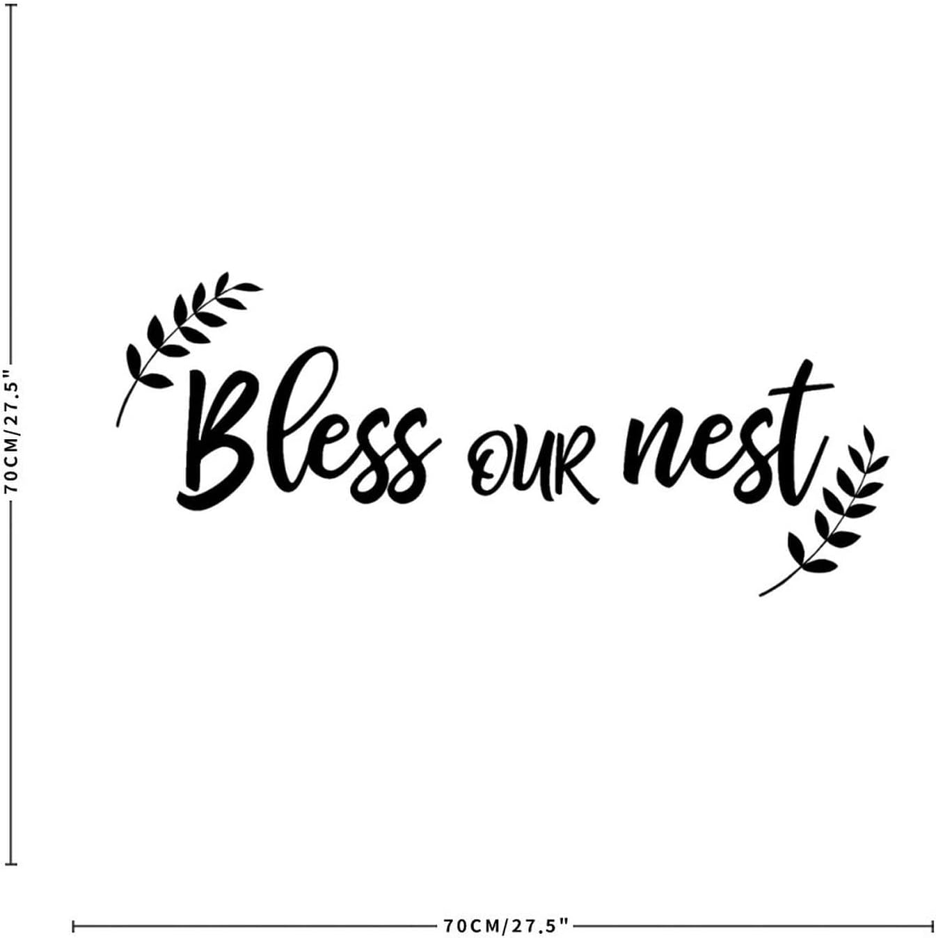 Adhesivo decorativo para dormitorio, con texto en inglés “Bless Our Nest”, calcomanía de vinilo para decoración de pared del hogar, calcomanías de