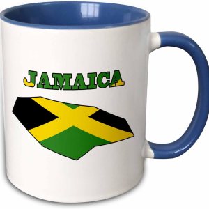 3dRose mug_58778_6 “Bandera de Jamaica en el mapa de contorno y palabra Jamaica” Taza azul de dos tonos, 11 onzas, multicolor 3dRose mug_58778_6 “Bandera de Jamaica en el mapa de contorno y palabra Jamaica” Taza azul de dos tonos, 11 onzas, multicolor