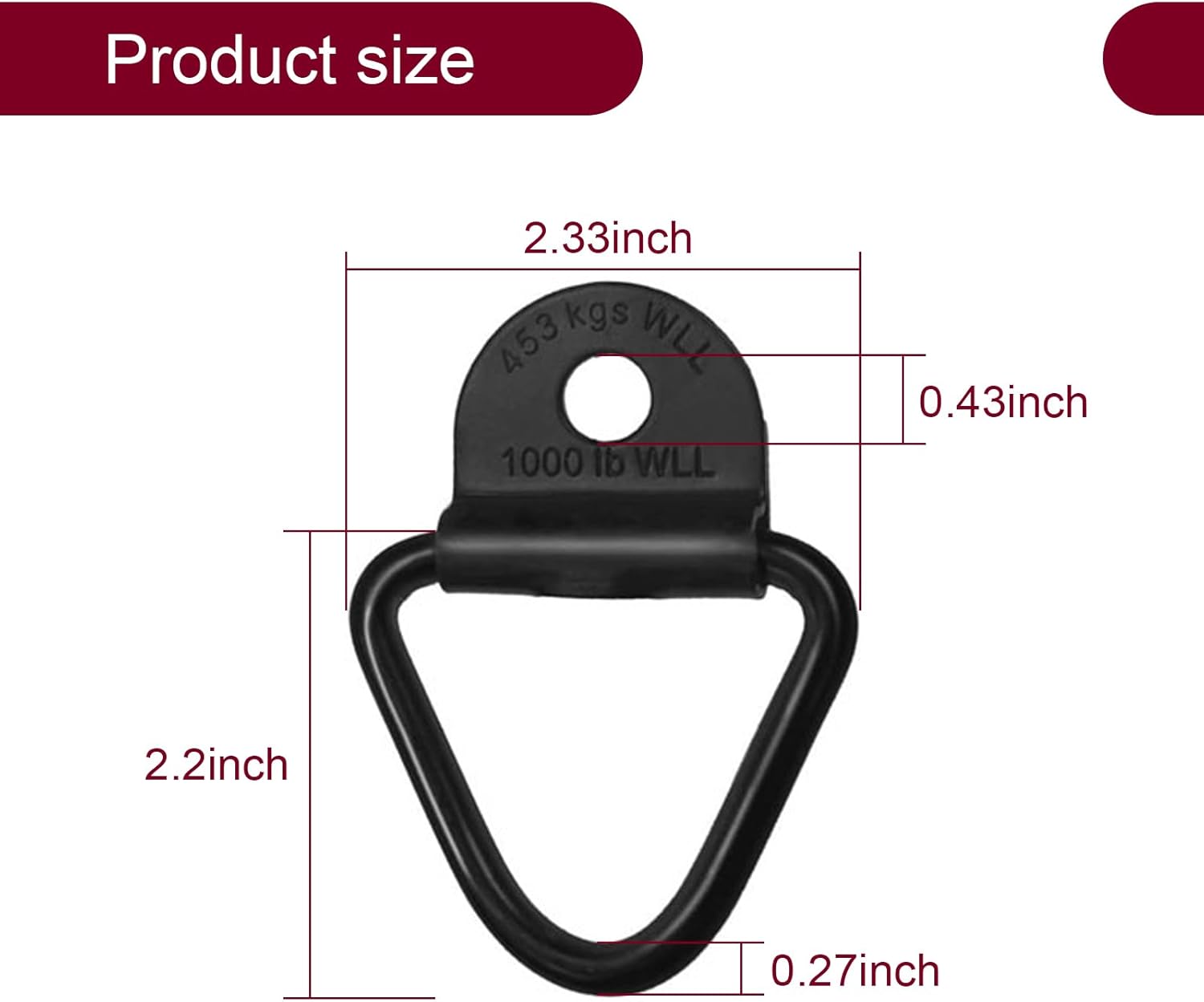4 piezas de repuesto de anclaje de amarre con anillo en V para automóvil, accesorios de anclaje de amarre resistentes de 2.3 x 2.2 pulgadas,