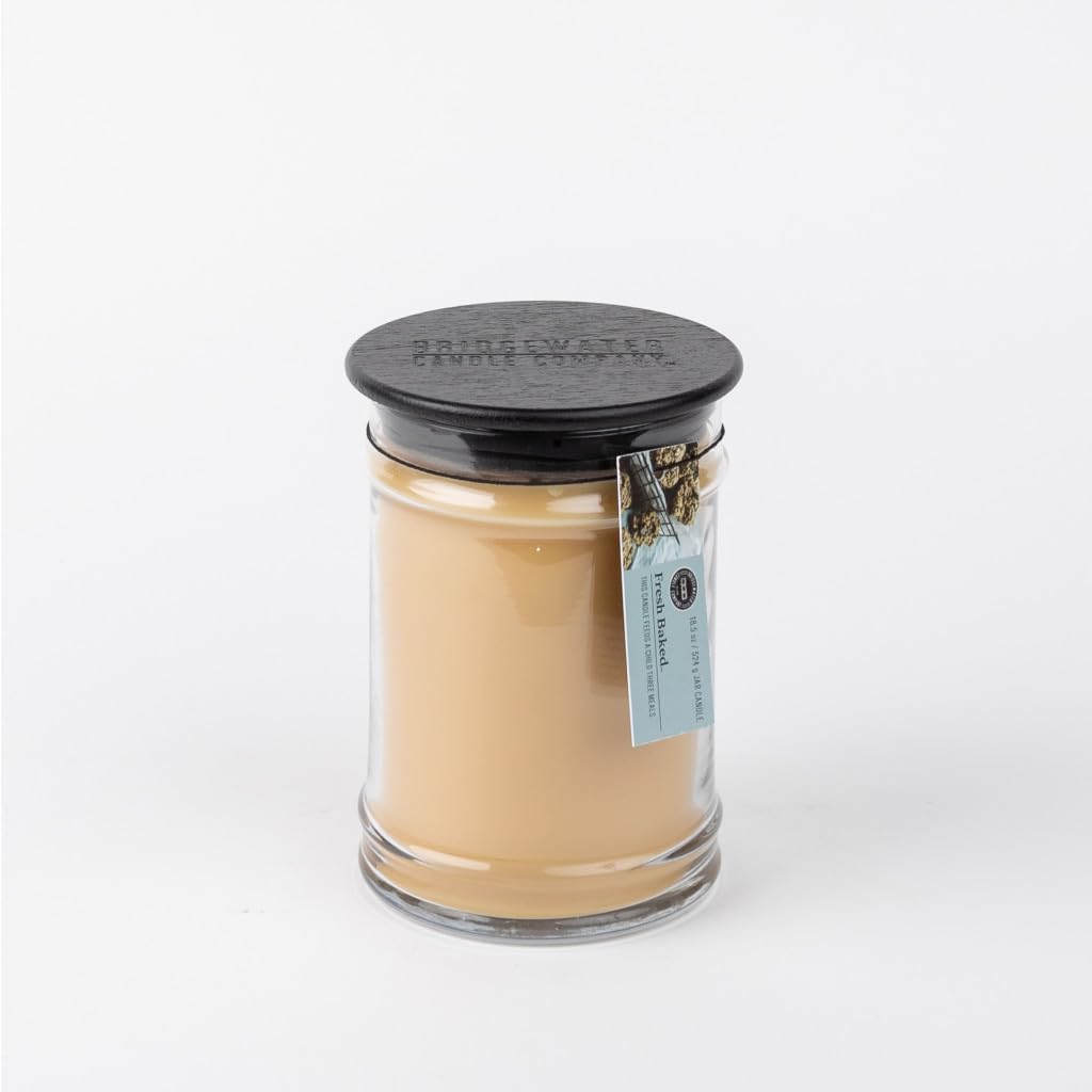 Bridgewater Candle Vela en tarro perfumado de mezcla de cera de soja grande de 18 oz – recién horneado