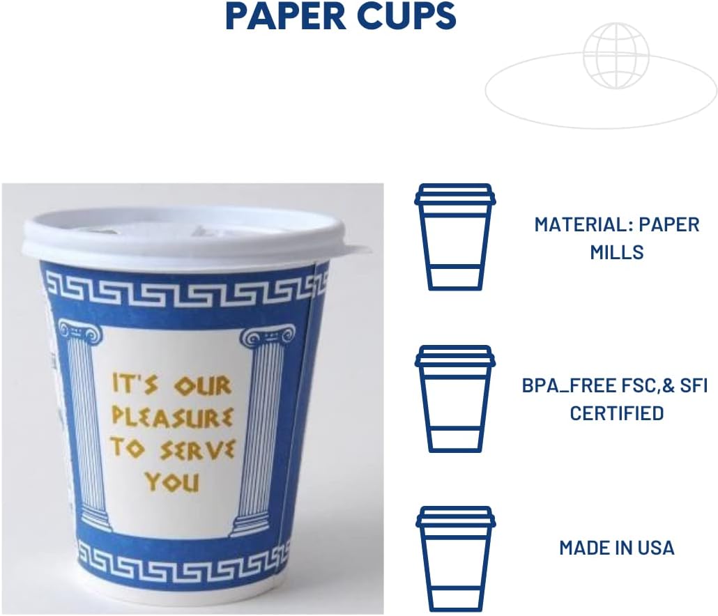 Paquete de 50 Vasos de café de papel New York de 10 onzas, taza de café de papel desechable con tapas, bebidas calientesfrías
