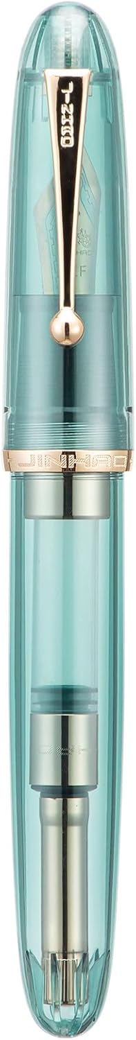 Jinhao 9019 Pluma estilográfica Dadao Series Transparente Azul Oro Trim #8 Punta Fina Convertidor Grande Instrumento de Escritura Suave
