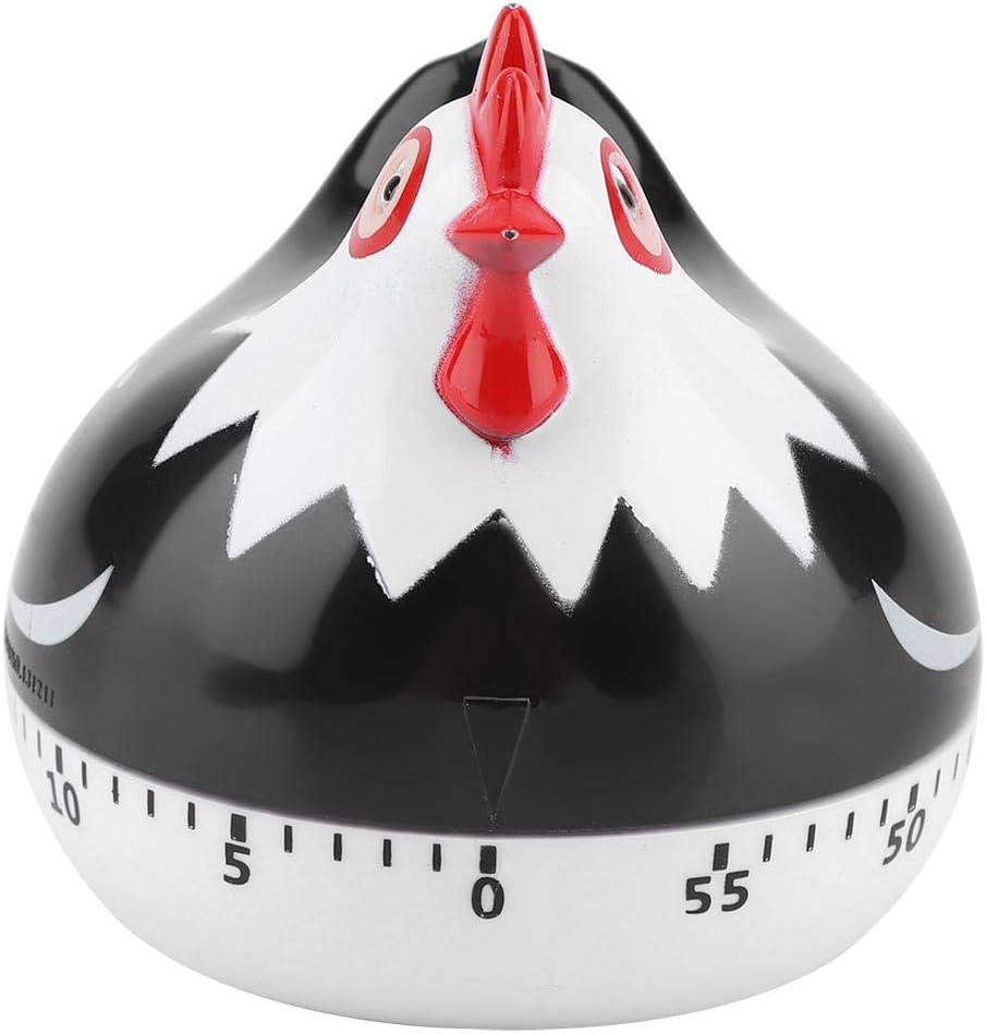 Temporizador de cocina, temporizador de cuenta regresiva de pollo lindo para cocinar hornear (negro)