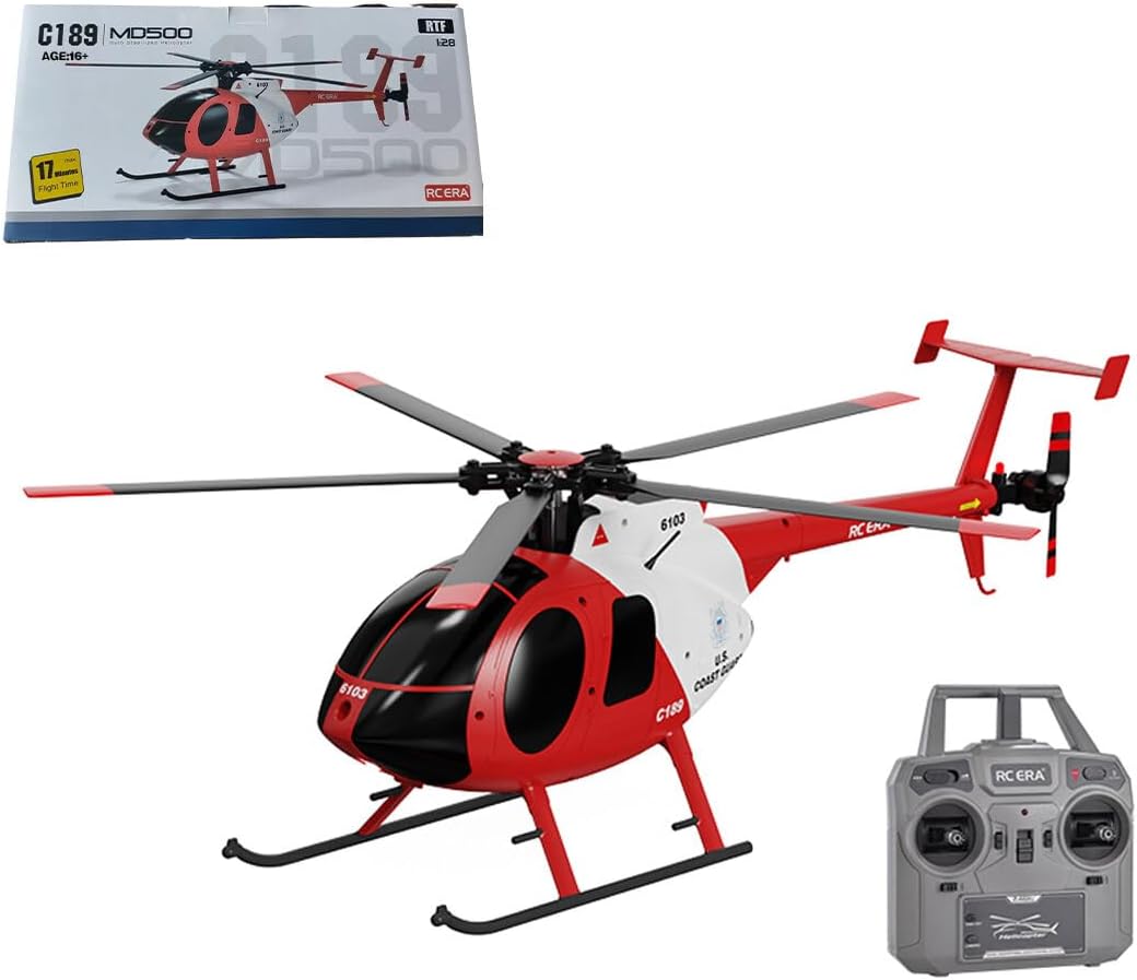 Newcomer Helicóptero RC MD500 C189, modelo de avión 128 2.4G 4CH modelo de helicóptero de un solo rotor, juguetes de helicóptero remoto para niños y