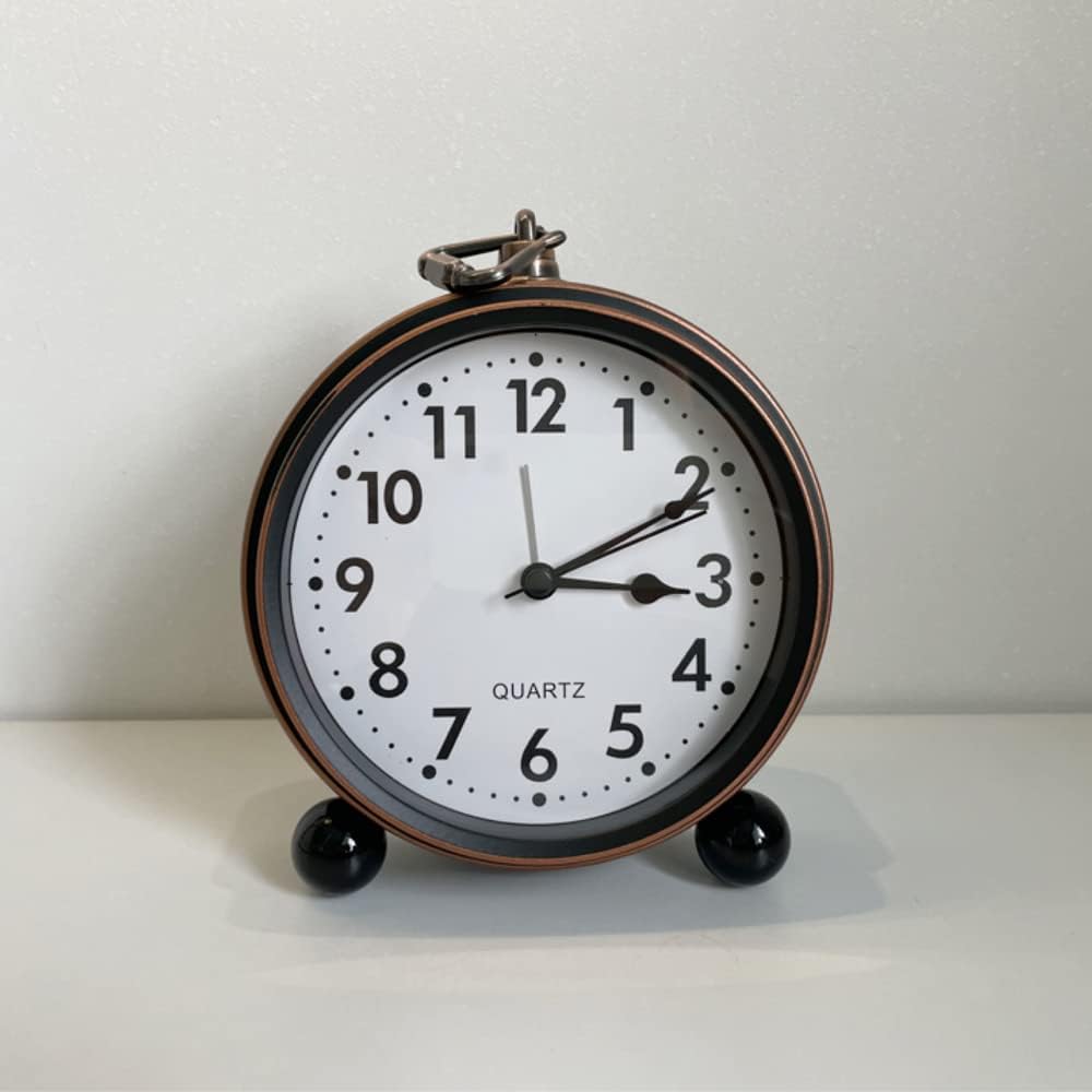 Reloj despertador de metal vintage, reloj de escritorio silencioso de 5.3 pulgadas, fácil de leer, reloj de escritorio silencioso para colgar en la