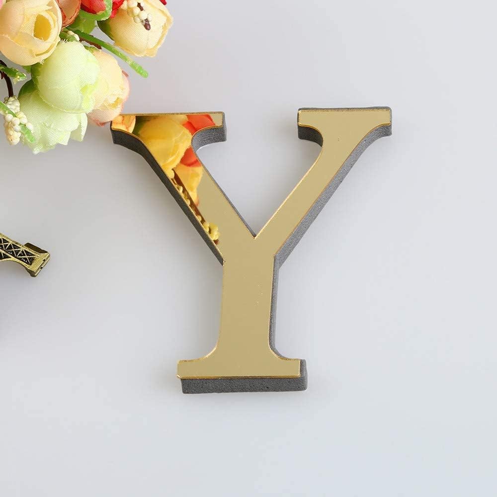WOHSAO 26 letras DIY 3D acrílico alfabeto espejo pegatinas de pared letras autoadhesivas decoración de pared para el hogar, letrero de arte para