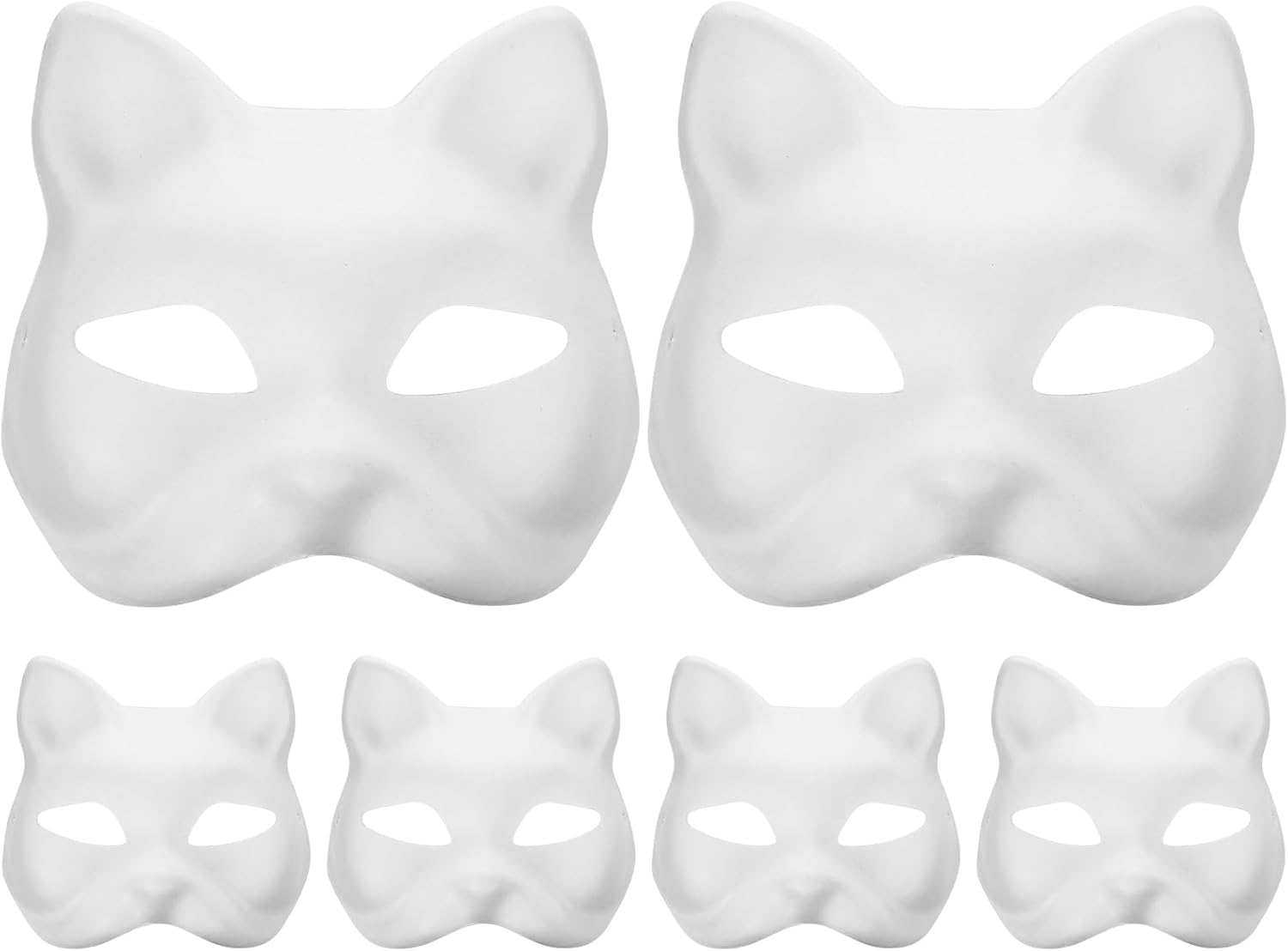 6 máscaras faciales de gato de Halloween, máscara blanca de pintura a mano, máscara de bricolaje para fiesta de cosplay, máscara de Halloween,