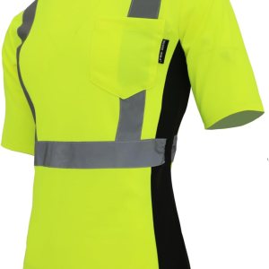 WORK IDEA Camiseta de seguridad para mujer, cinta reflectante, de alta visibilidad, para trabajo, construcción, manga corta WORK IDEA Camiseta de seguridad para mujer, cinta reflectante, de alta visibilidad, para trabajo, construcción, manga corta