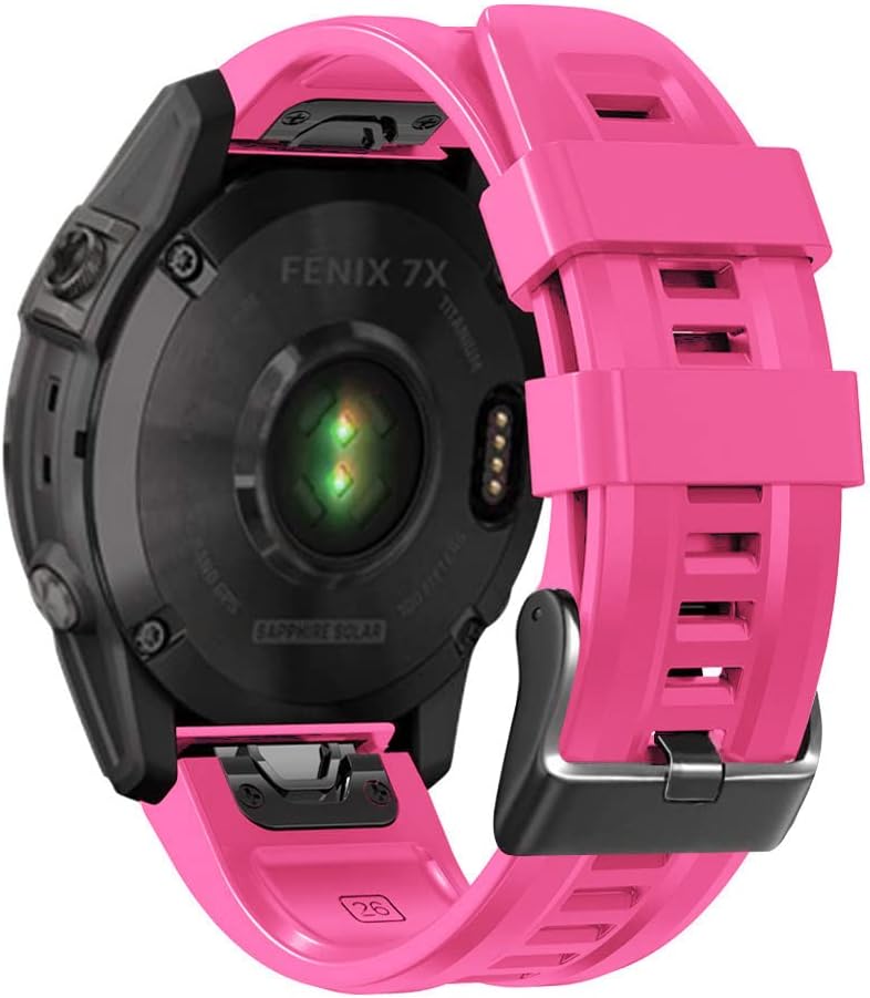 Correa de silicona compatible con Garmin Fenix 7X7X Pro6X6X Pro5X5X Plus33 HR, 1.024 in, ajuste rápido, pulsera de silicona suave, correa de