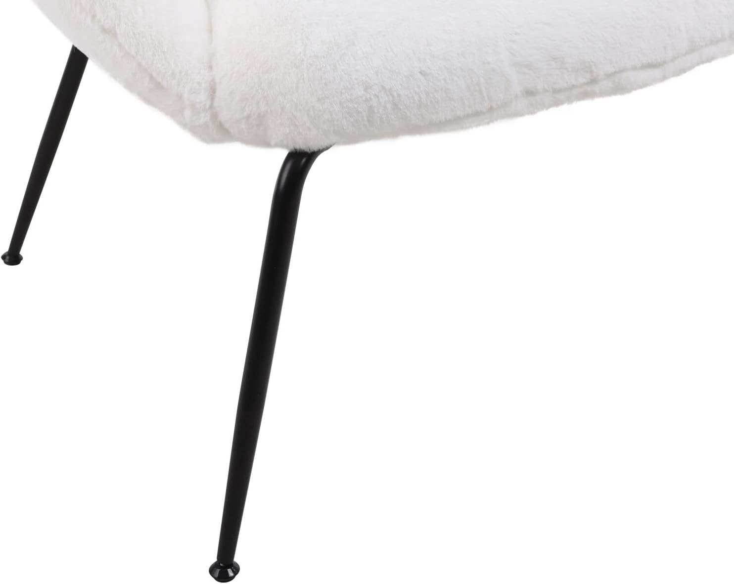 TRIPLE TREE Silla decorativa de sherpa, sillón tapizado de piel sintética con patas de metal negro y almohadillas ajustables para los pies, cómoda
