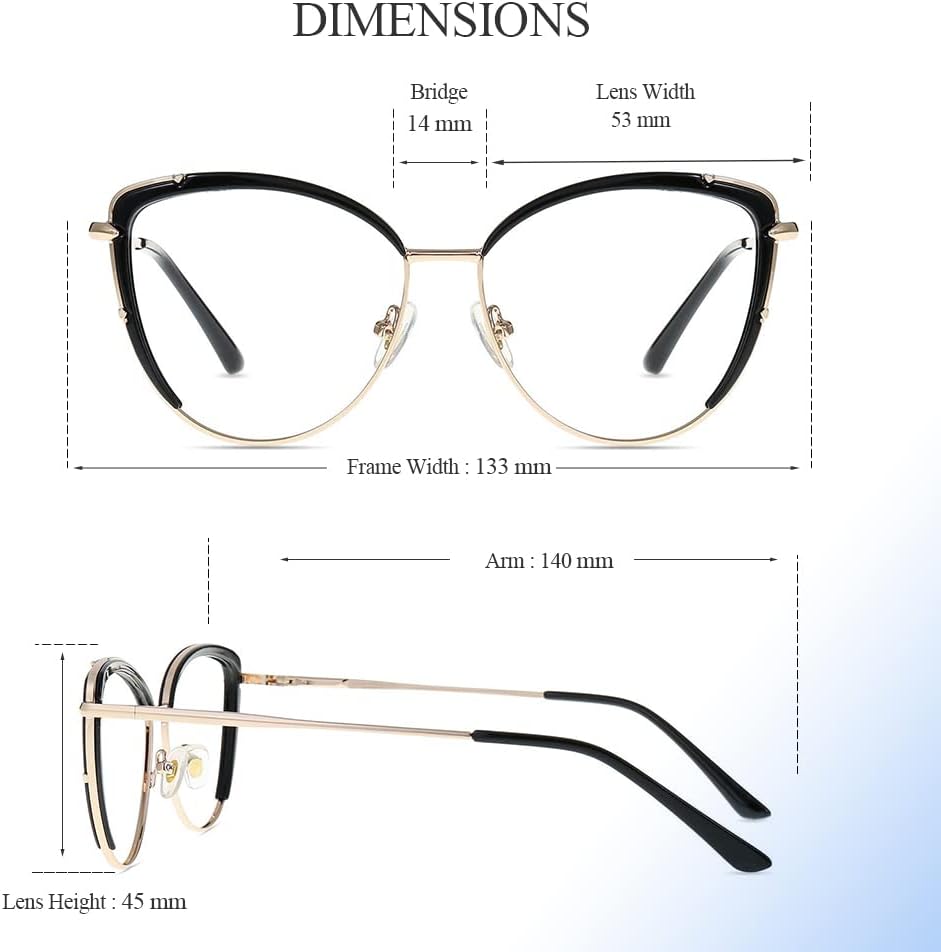 Firmoo Lentes de bloqueo de luz azul, antifatiga ocular, anti dolor de cabeza, corte UV, gafas de lectura para computadora Cateye con aumento