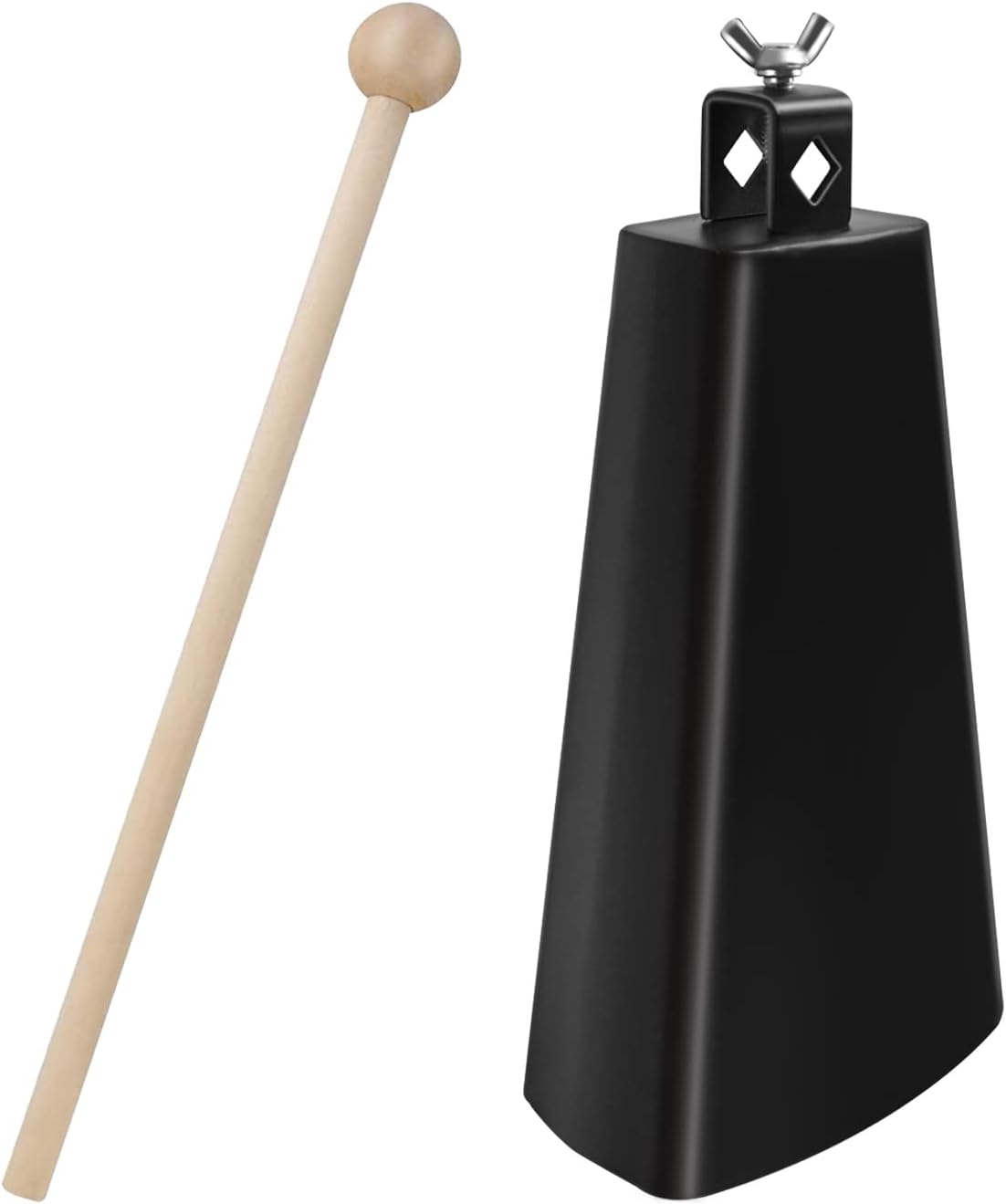 Soulmate Cencerro de 8 pulgadas de metal de acero de vaca campana instrumento ruidos cencerro mano percusión campana vaca campanas con mango palo