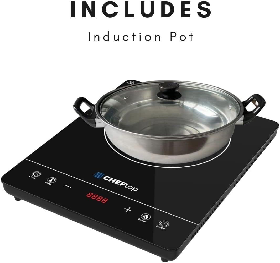Cheftop – Quemadores de inducción portátiles de inducción de 120 V, parte superior de cerámica digital con bloqueo de seguridad para niños, 1800