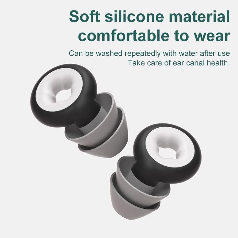 Tapones para los oídos para dormir, tapones para los oídos con cancelación de ruido reducen el ruido a través del diseño del material (negro)
