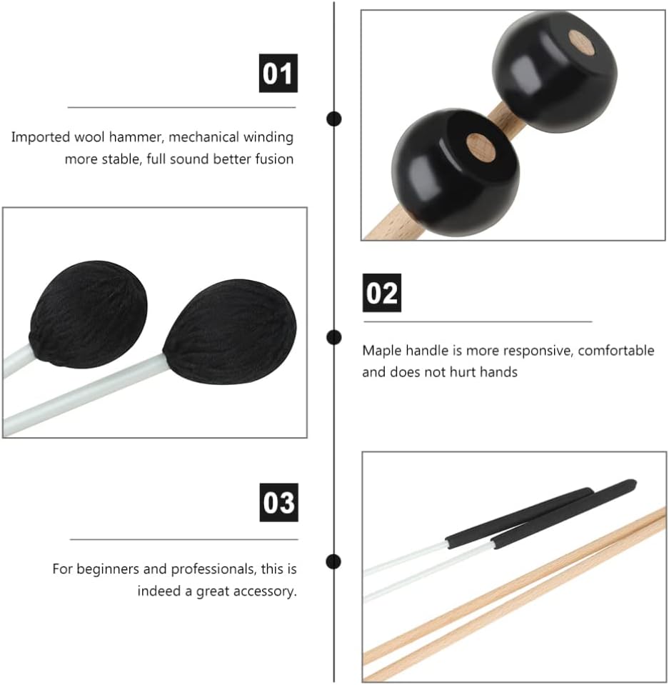 Milisten Glockenspiel – 2 pares de marimba martillo para niños, accesorios para xilófono, xilófono, palillos de tambor, xilófono para niños, mazo,