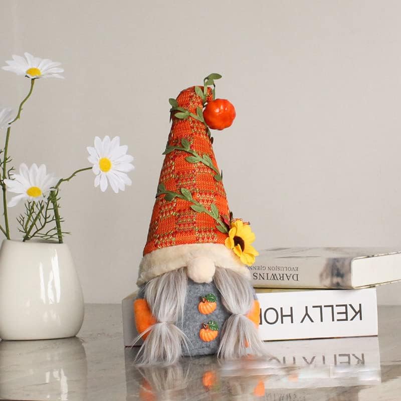 Decoraciones de otoño para el hogar, 2 gnomos de otoño para decoración del hogar con calabaza, decoraciones de otoño de Acción de Gracias, gnomos de