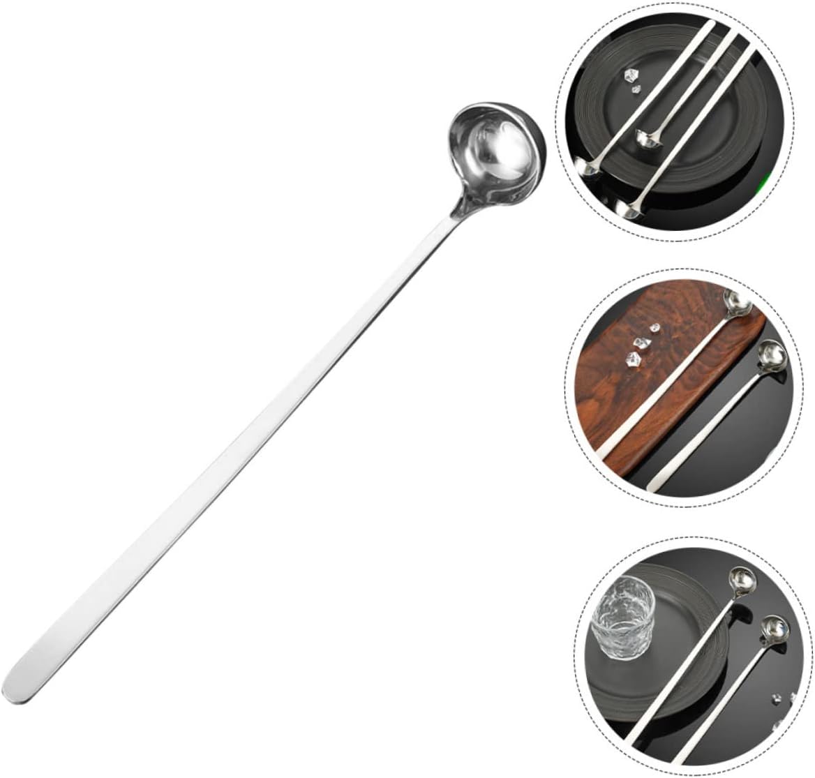 Cuchara de mezcla larga para cóctel, cucharas de servir para fiestas, cucharón de metal, cucharón de control de porciones, cuchara de café para café