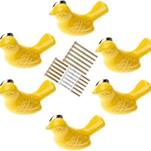 Pomos de cerámica con forma de pájaro para puertas y cajones, pomos para muebles y cocina, tiradores para armarios con tornillos, paquete de 6 Pomos de cerámica con forma de pájaro para puertas y cajones, pomos para muebles y cocina, tiradores para armarios con tornillos, paquete de 6