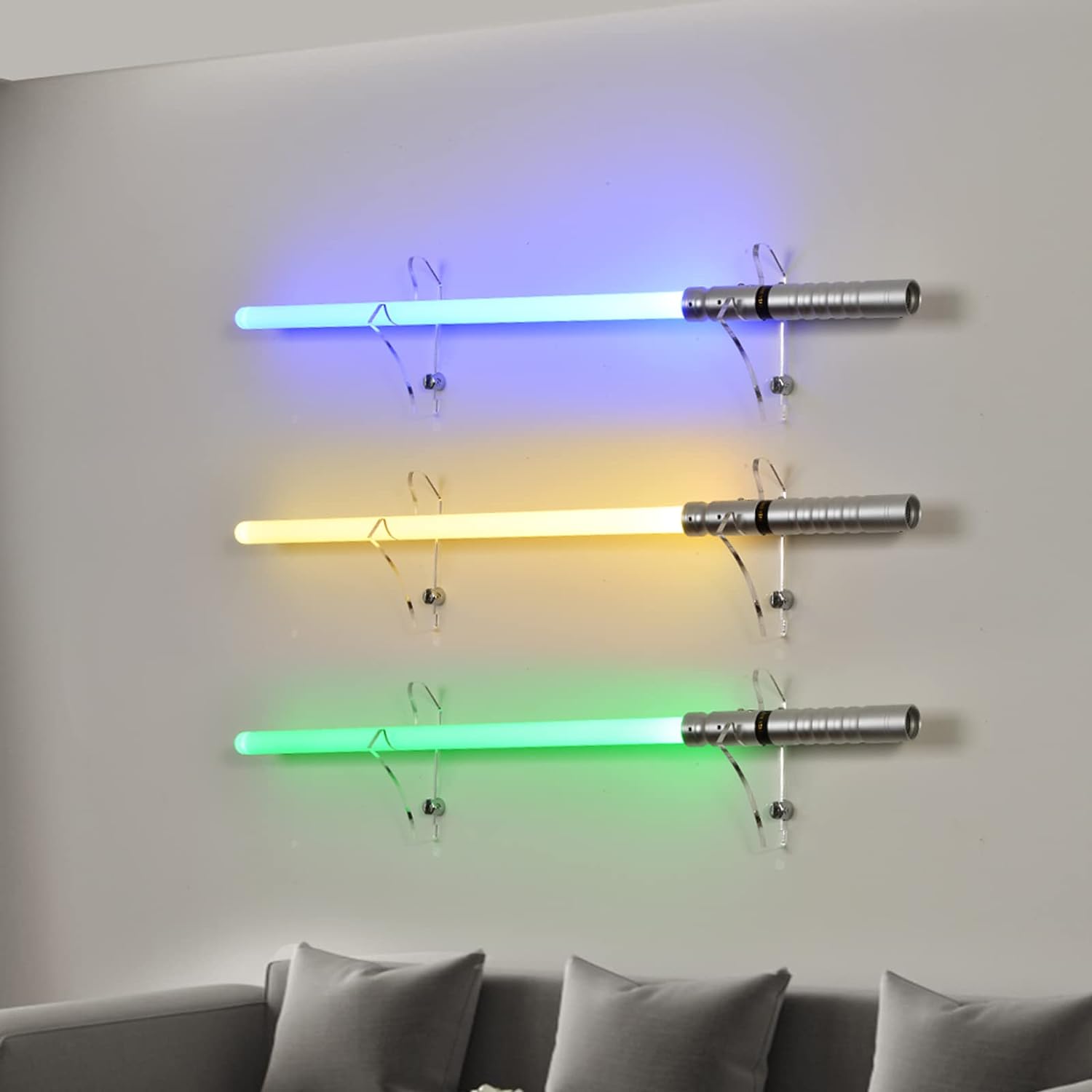 Soporte de sable de luz, soporte de pared para sable de luz horizontal, soporte de pared de espada katana samurai, soporte de pared de plexiglás