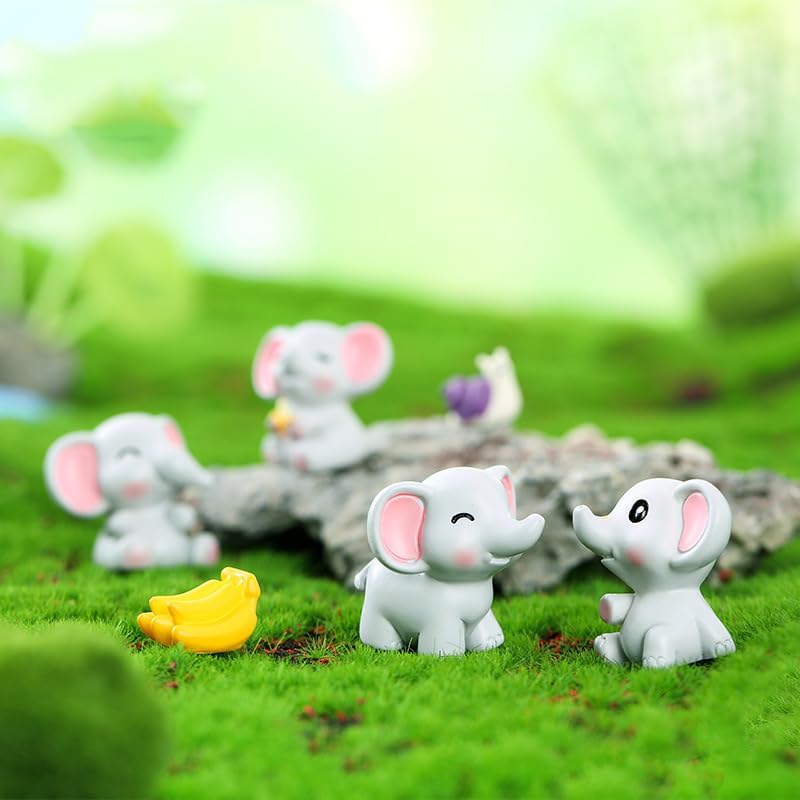 18 figuras de elefante miniatura de resina de elefante para bricolaje, jardín de hadas de Navidad, paisaje de musgo en miniatura, 18 piezas